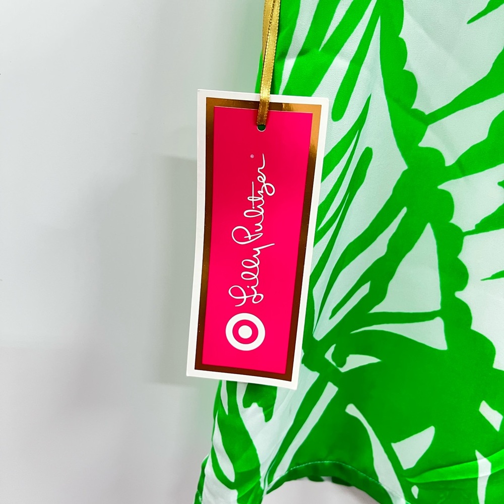 Lilly Pulitzer Target Dress Womens XS Green Flare Sleeve Satin Boom Boom Mini - Picture 3 of 16